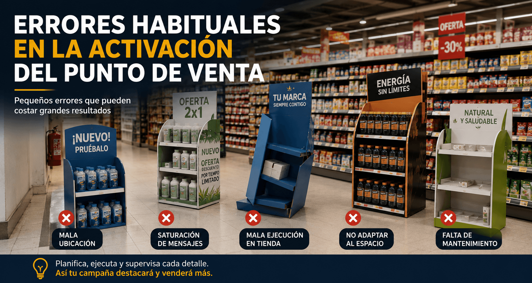 Errores habituales en la activación del punto de venta con expositores PLV mal ubicados en tienda
