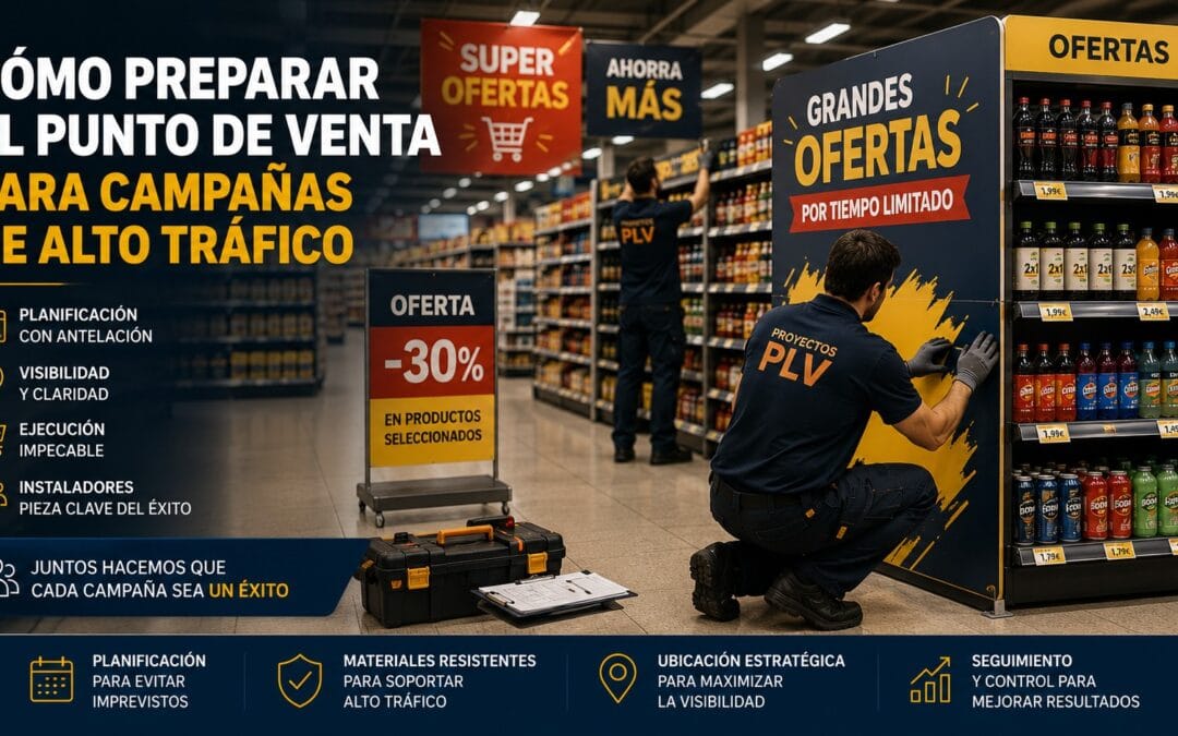 Preparación del punto de venta para campañas de alto tráfico con material PLV y activación promocional