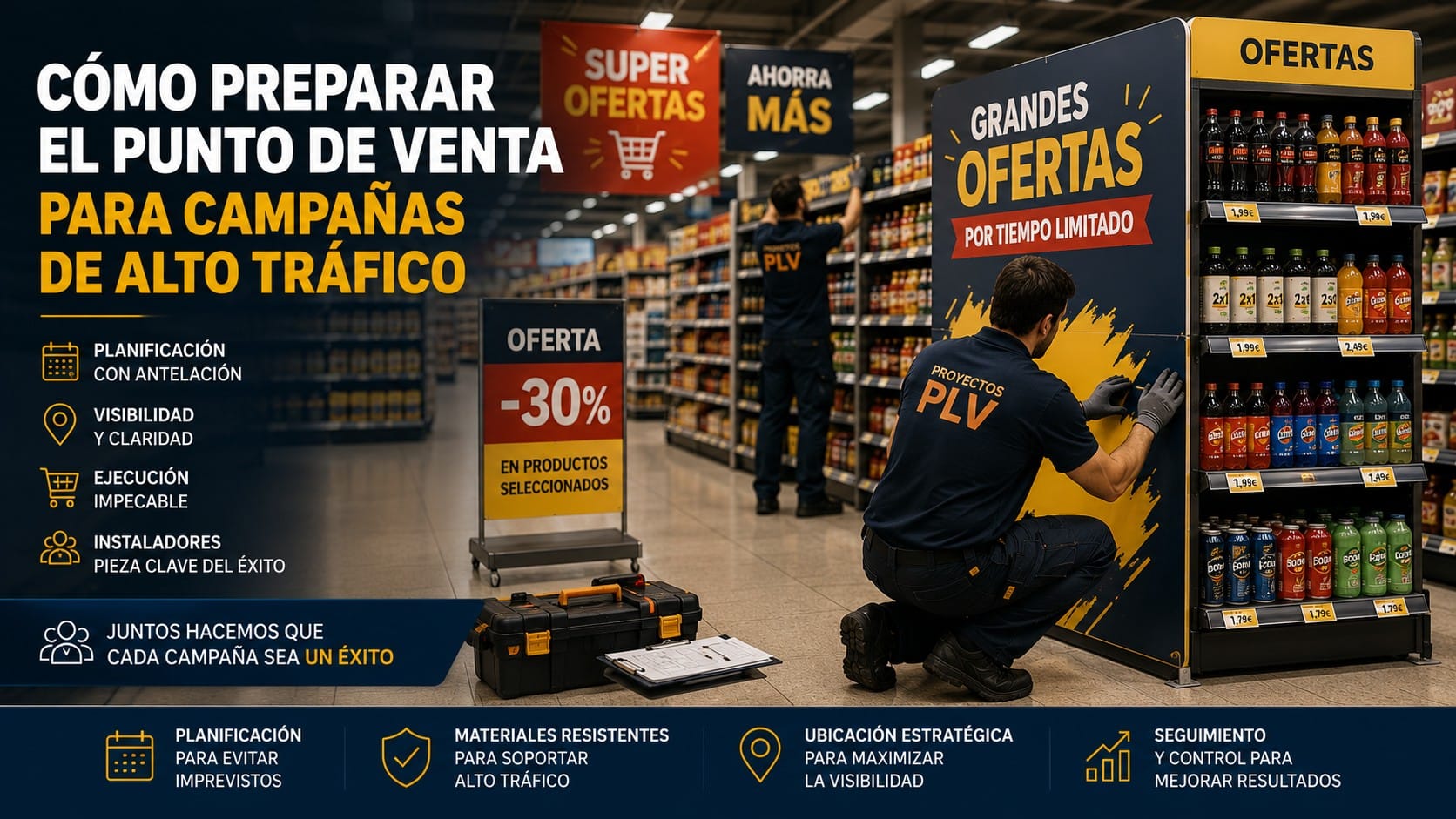Preparación del punto de venta para campañas de alto tráfico con material PLV y activación promocional
