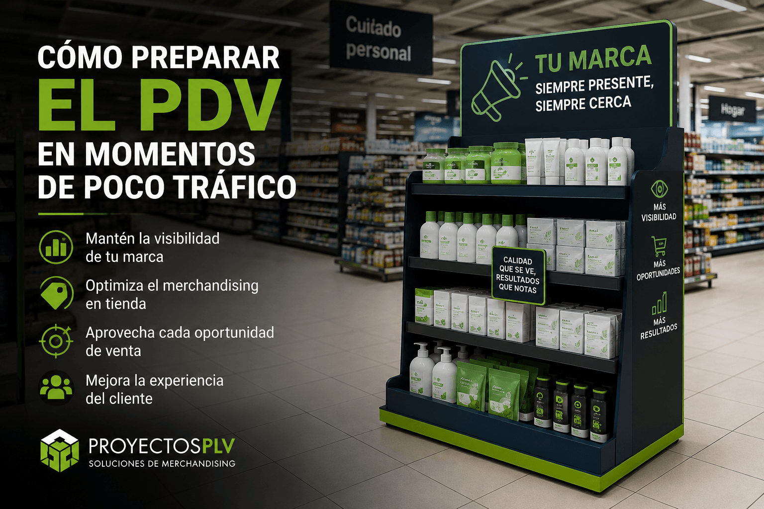 Preparación del punto de venta en momentos de poco tráfico con soluciones de merchandising y PLV.